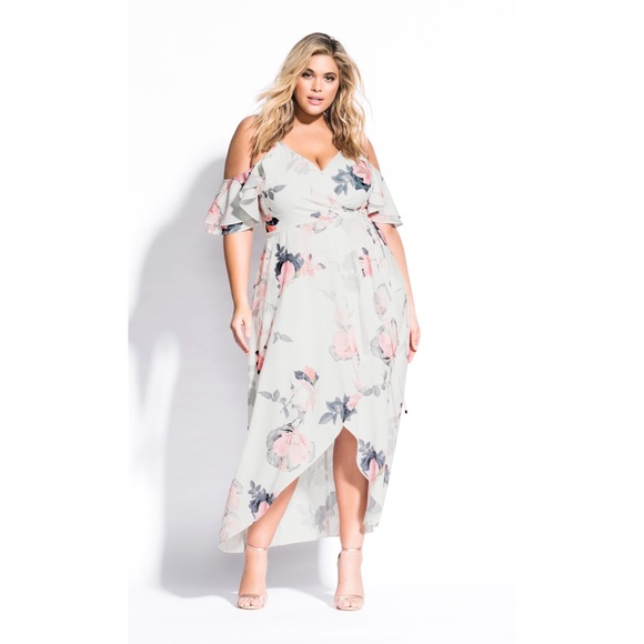 City Chic Dresses & Skirts - City Chic Pink Lily Maxi dress in ivory